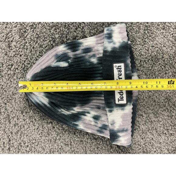 Teddy Fresh Tie-Dye Knit Beanie Hat Black Gray One Size 100% Cotton - Picture 6 of 7